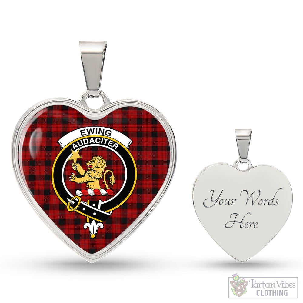 Tartan Vibes Clothing Ewing Tartan Heart Necklace with Family Crest