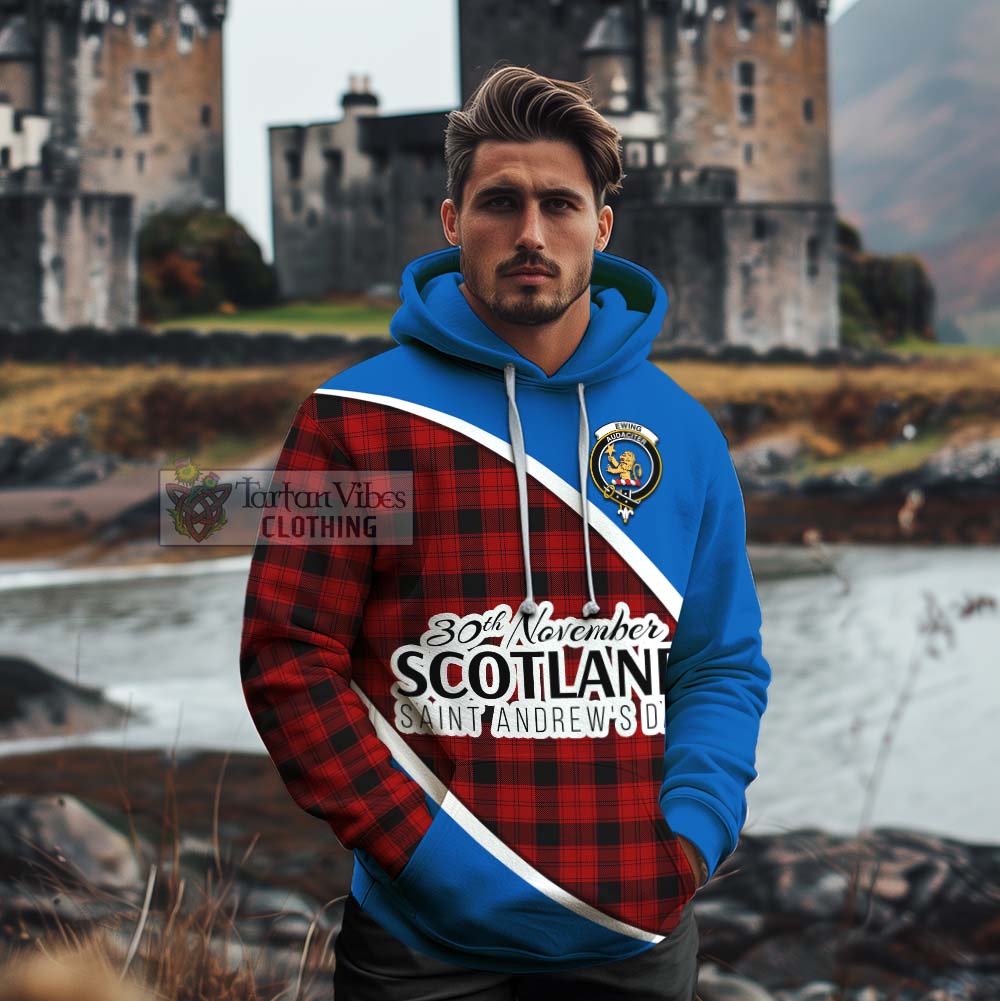 Tartan Vibes Clothing Ewing Family Crest Tartan Cotton Hoodie Celebrate Saint Andrew's Day in Style