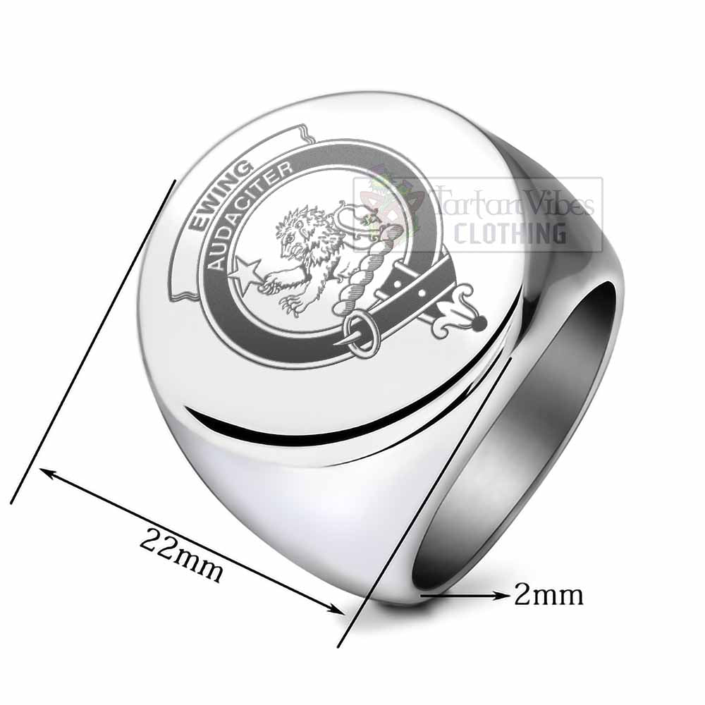 Tartan Vibes Clothing Ewing Clan Crest Engraved Ring