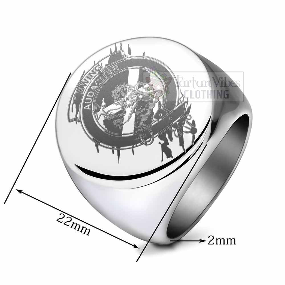 Tartan Vibes Clothing Ewing Clan Crest Engraved Ring Scotland In Me Style