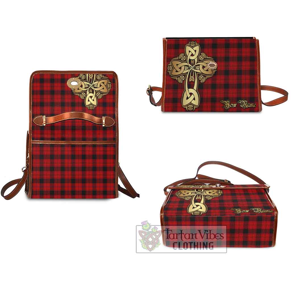 Tartan Vibes Clothing Ewing Tartan Waterproof Canvas Bag Golden Thistle Celtic Cross Style