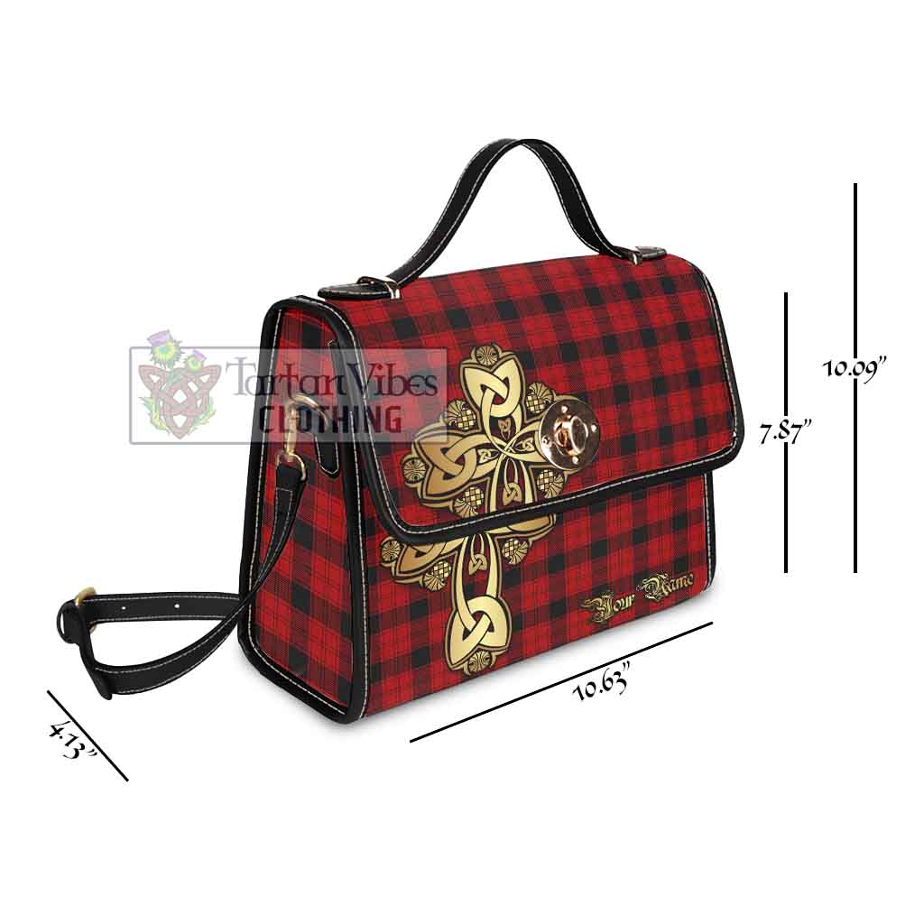 Tartan Vibes Clothing Ewing Tartan Waterproof Canvas Bag Golden Thistle Celtic Cross Style