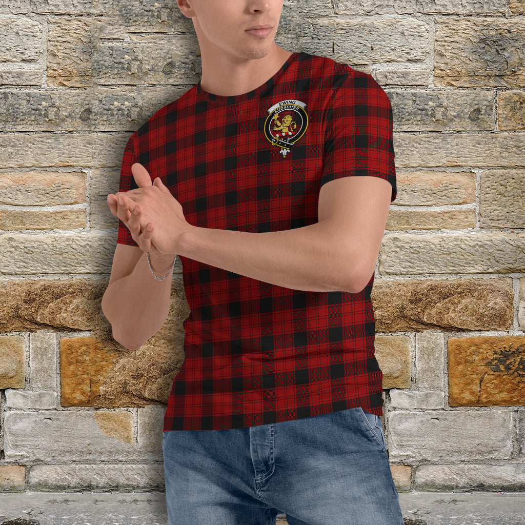 Ewing Tartan T-Shirt with Family Crest - Tartan Vibes Clothing