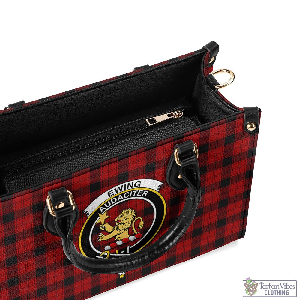 Tartan Vibes Clothing Ewing Tartan Luxury Leather Handbags with Family Crest