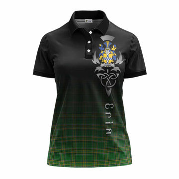 Exham Irish Clan Women's Polo Shirt with Coat of Arms Erin Go Bragh Celtic Inspired Women - Tartan Vibes Clothing