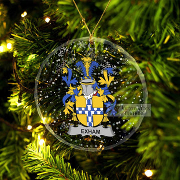 Exham Irish Clan Christmas Glass Ornament with Coat of Arms