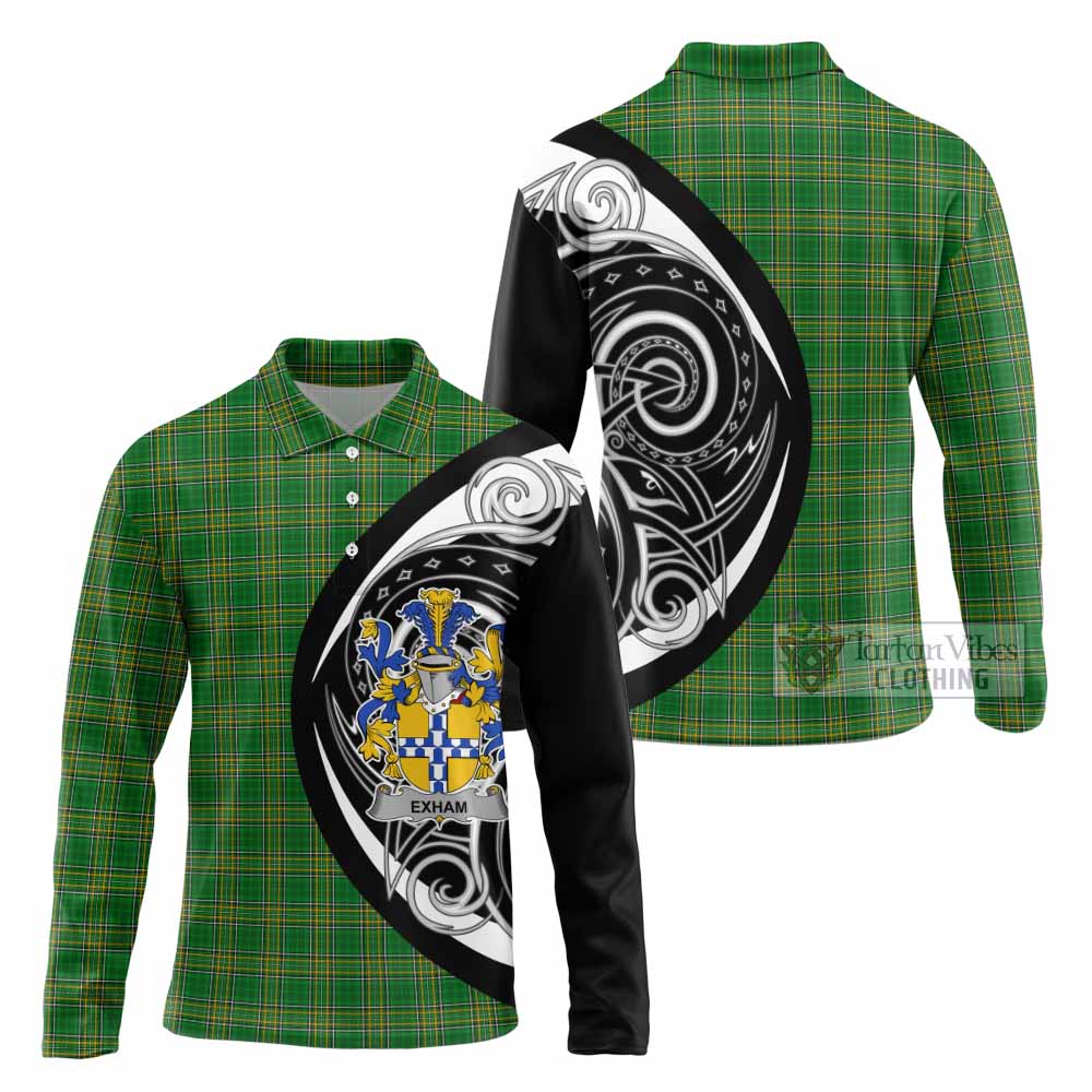 Exham Irish Clan Long Sleeve Polo Shirt Celtic Circle Style - Tartan Vibes Clothing