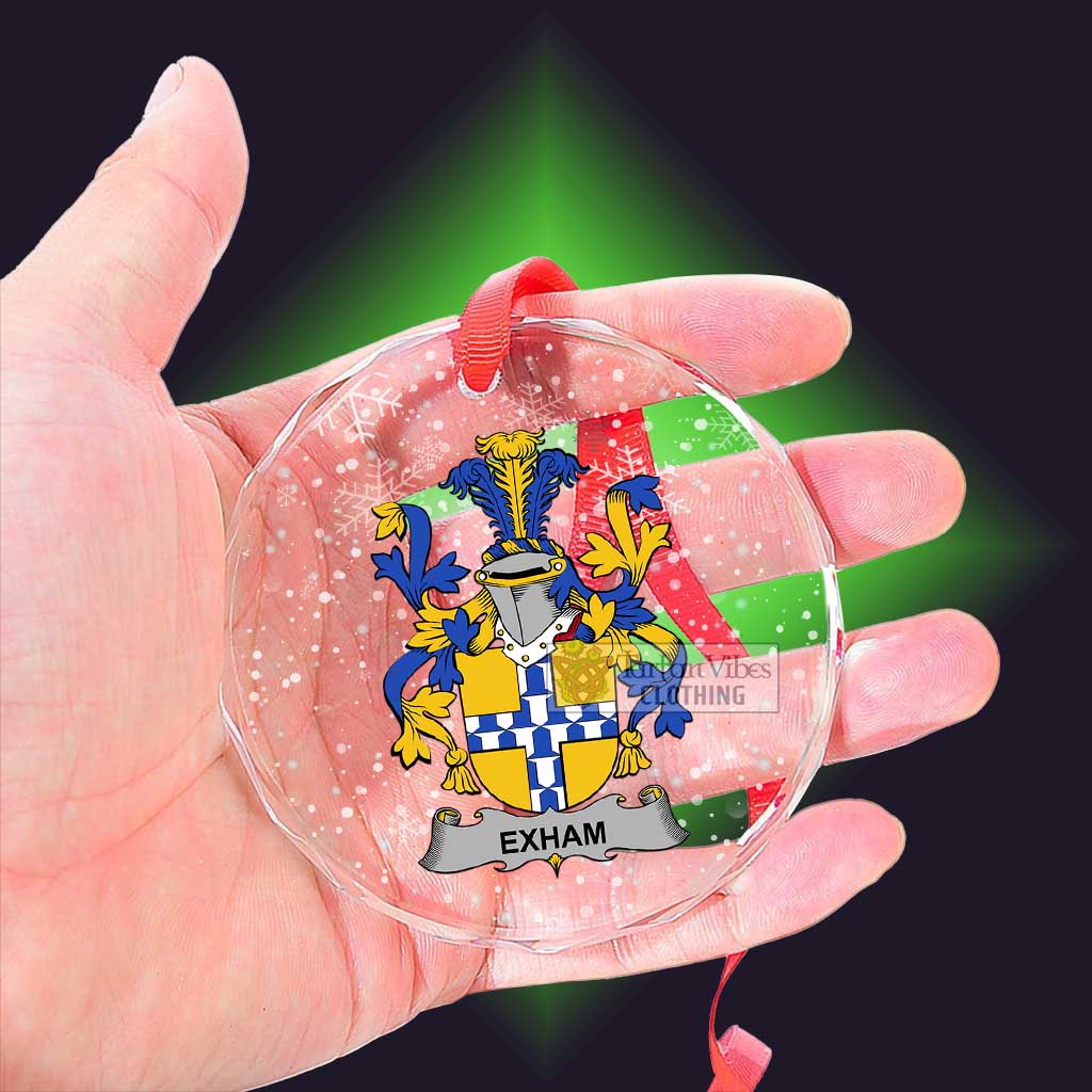 Tartan Vibes Clothing Exham Irish Clan Christmas Glass Ornament with Coat of Arms