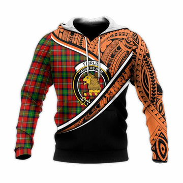 Fairlie Crest Tartan Knitted Hoodie with Polynesian Vibes Style - Orange Version