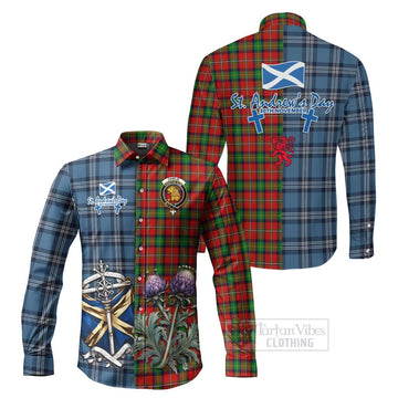 Fairlie Tartan Long Sleeve Button Shirt Happy St. Andrew's Day Half Tartan Style