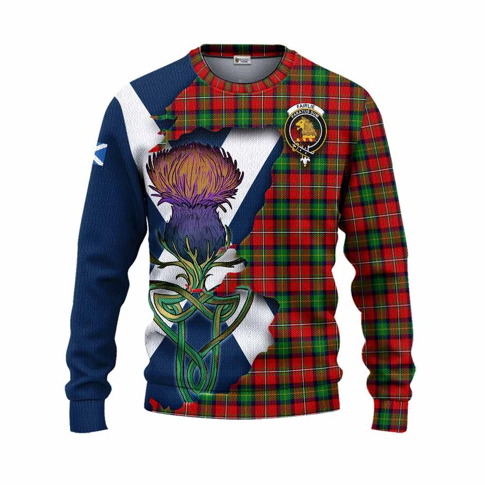 Fairlie Tartan Family Crest Knitted Sweater Scottish Thistle Celtic Inspired Unisex - Tartan Vibes Clothing