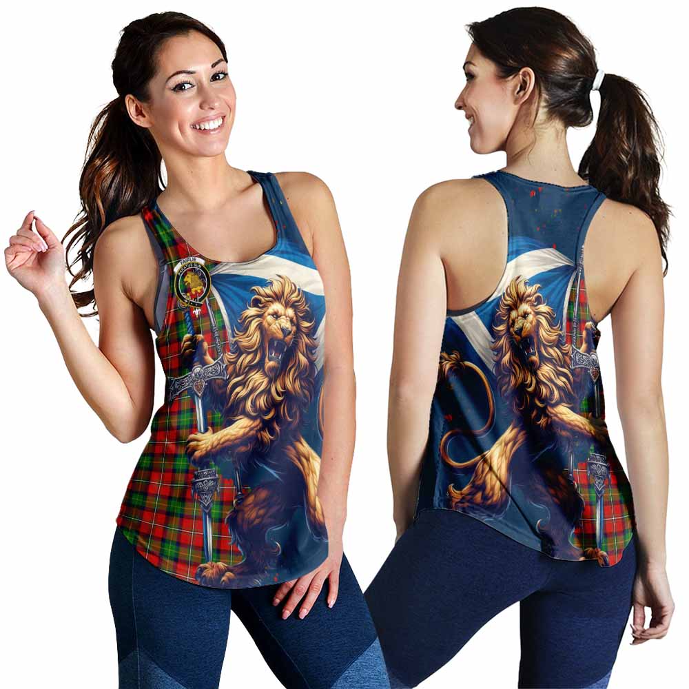 Tartan Vibes Clothing Fairlie Tartan Family Crest Women's Racerback Tanks with Scottish Majestic Lion