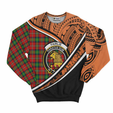 Fairlie Crest Tartan Sweatshirt with Polynesian Vibes Style - Orange Version