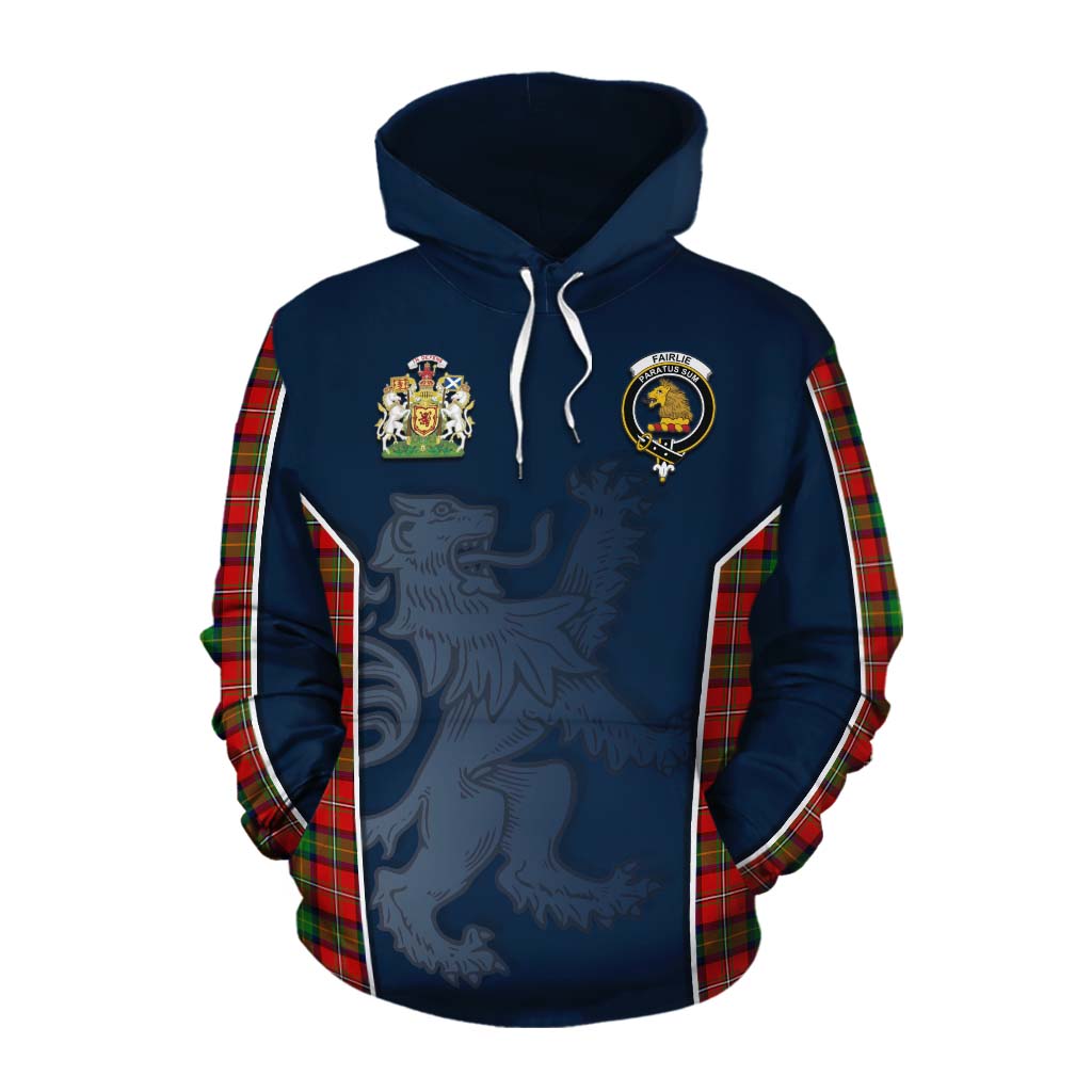 Tartan Vibes Clothing Fairlie Tartan Cotton Hoodie with Family Crest and Lion Rampant Vibes Sport Style