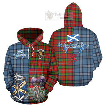 Fairlie Tartan Hoodie Happy St. Andrew's Day Half Tartan Style