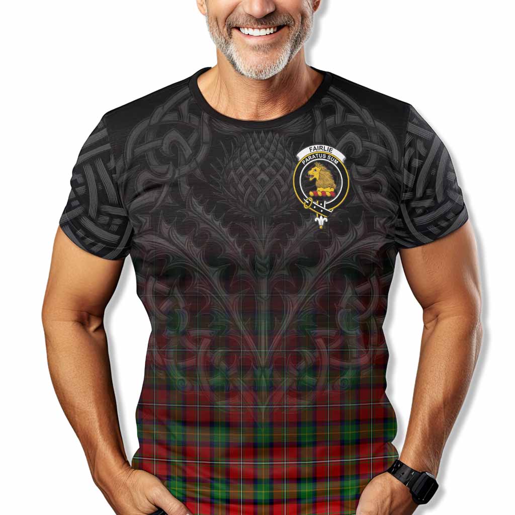 Tartan Vibes Clothing Fairlie Tartan T-Shirt with Family Crest Celtic Thistle Vibes