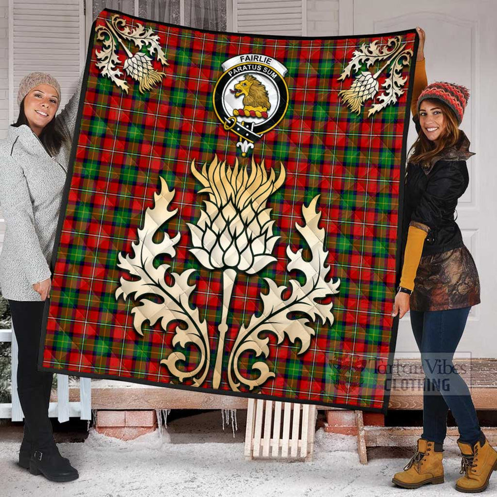 Tartan Vibes Clothing Fairlie Tartan Quilt with Family Crest and Golden Thistle Style