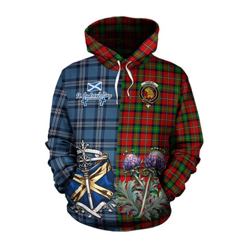 Fairlie Tartan Cotton Hoodie Happy St. Andrew's Day Half Tartan Style