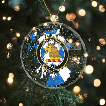 Fairlie Clan Crest Christmas Glass Ornament with Scotland Map