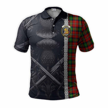 Fairlie Tartan Polo Shirt with Family Crest Cross Sword Thistle Celtic Vibes