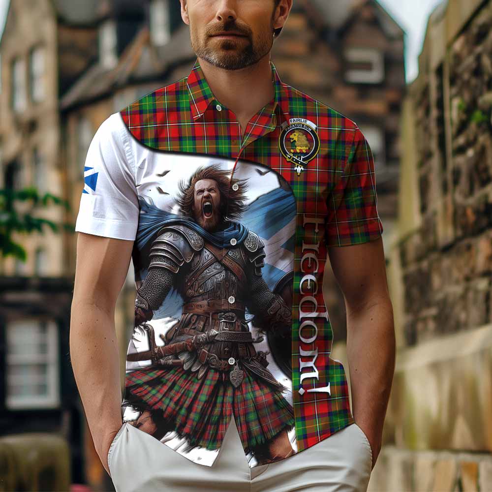 Tartan Vibes Clothing Fairlie Crest Tartan Short Sleeve Button Shirt Inspired by the Freedom of Scottish Warrior