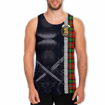 Fairlie Tartan Men's Tank Top with Family Crest Cross Sword Thistle Celtic Vibes