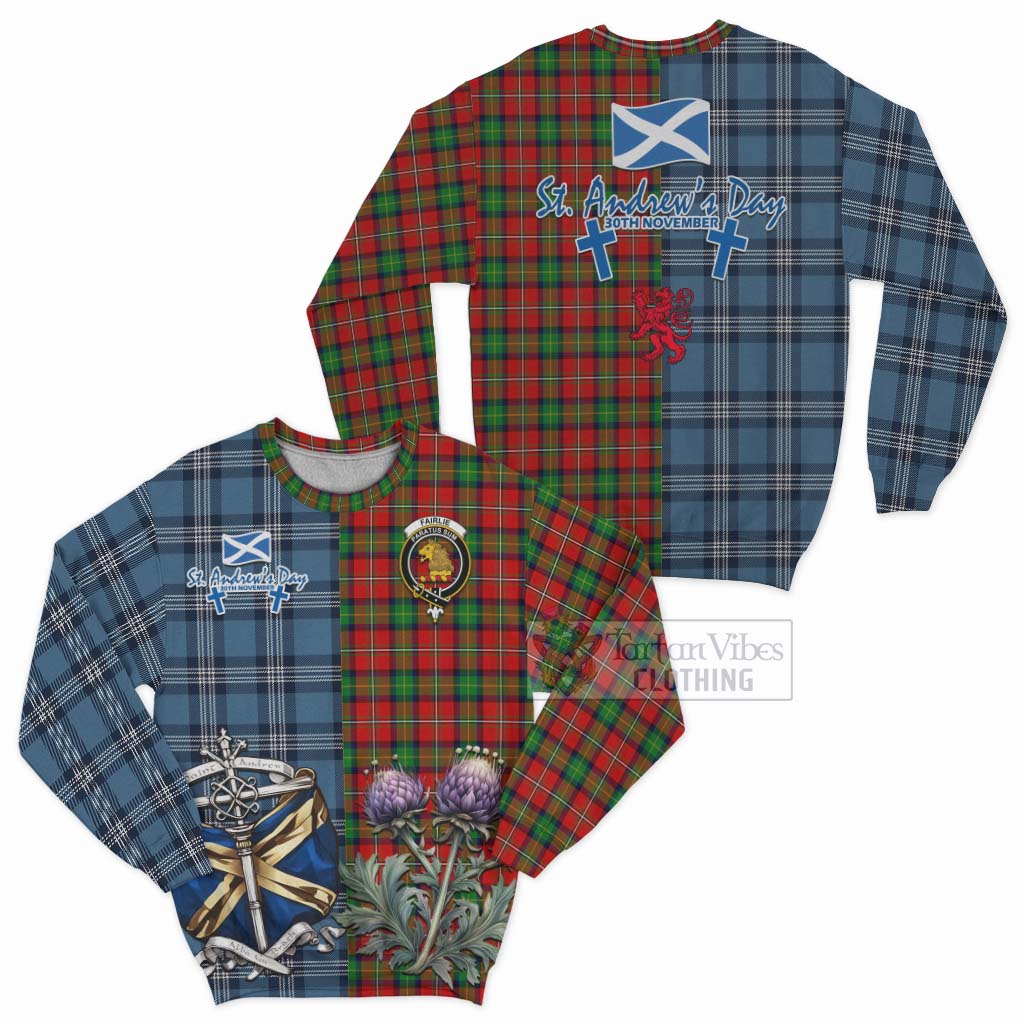 Tartan Vibes Clothing Fairlie Tartan Sweatshirt Happy St. Andrew's Day Half Tartan Style