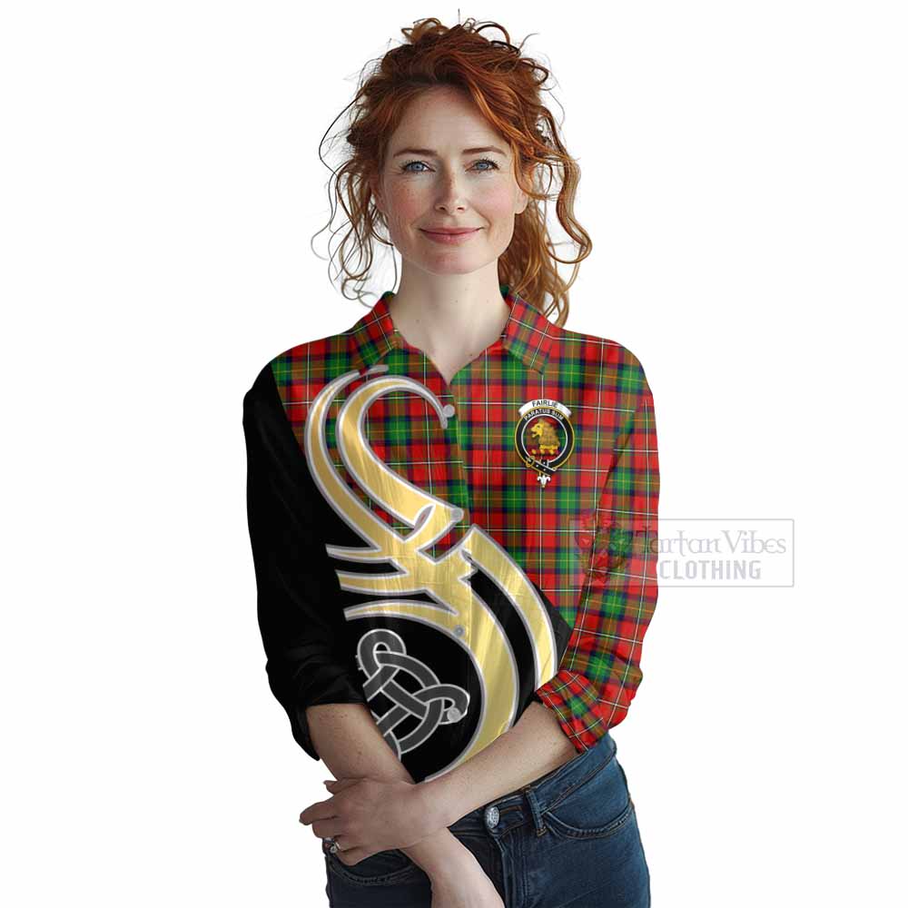 Tartan Vibes Clothing Fairlie Tartan Women's Casual Shirt with Family Crest and Celtic Symbol Style