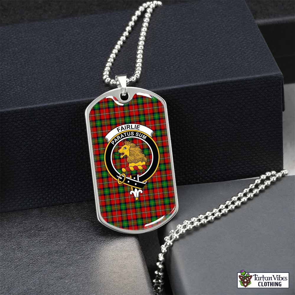 Tartan Vibes Clothing Fairlie Tartan Dog Tag Necklace with Family Crest