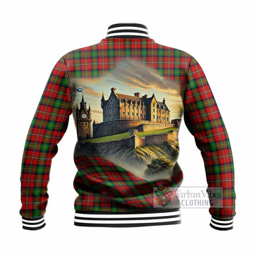 Fairlie Tartan Family Crest Baseball Jacket with Scottish Ancient Castle Style - Tartan Vibes Clothing
