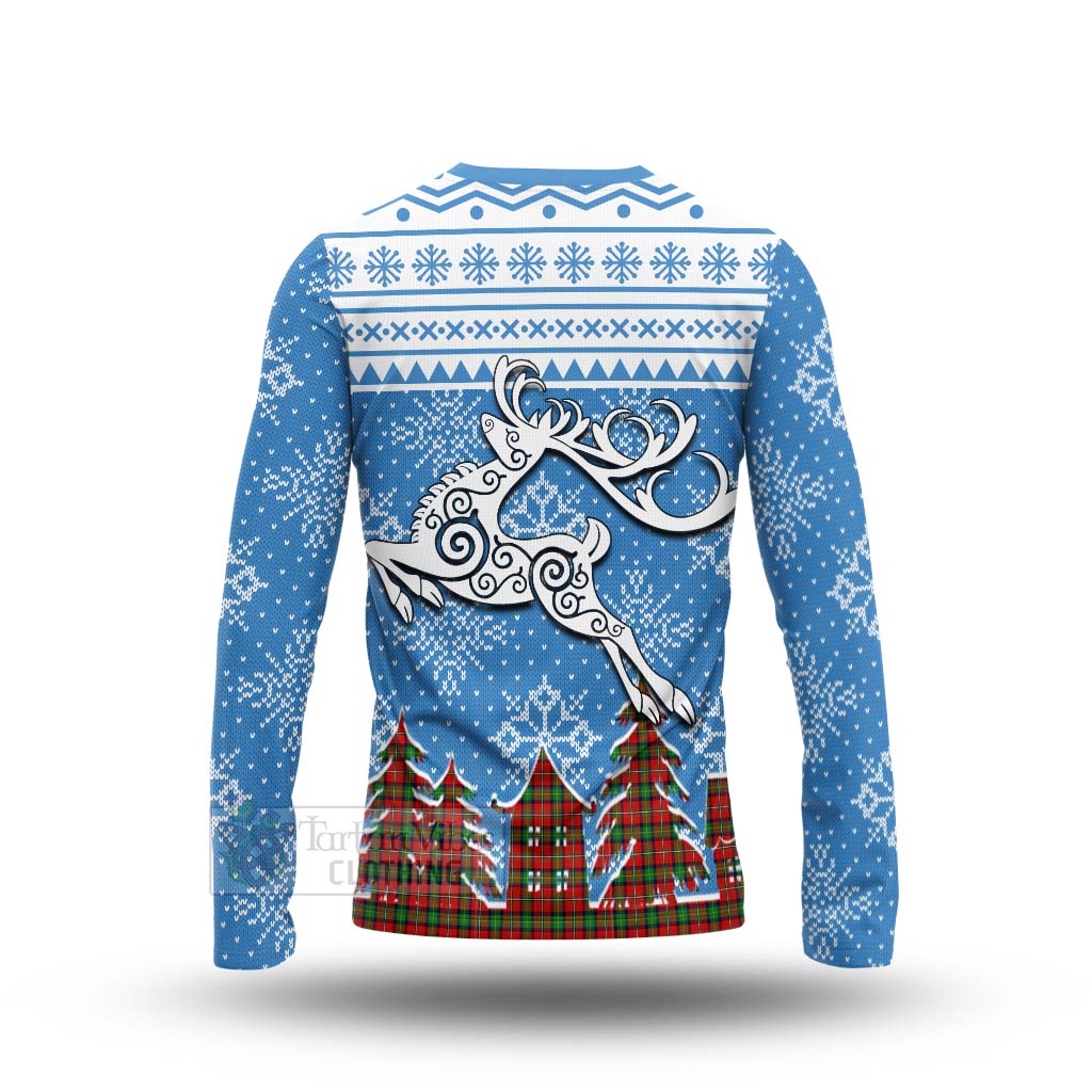 Tartan Vibes Clothing Fairlie Clan Christmas Long Sleeve T-Shirt Celtic Reindeer Style