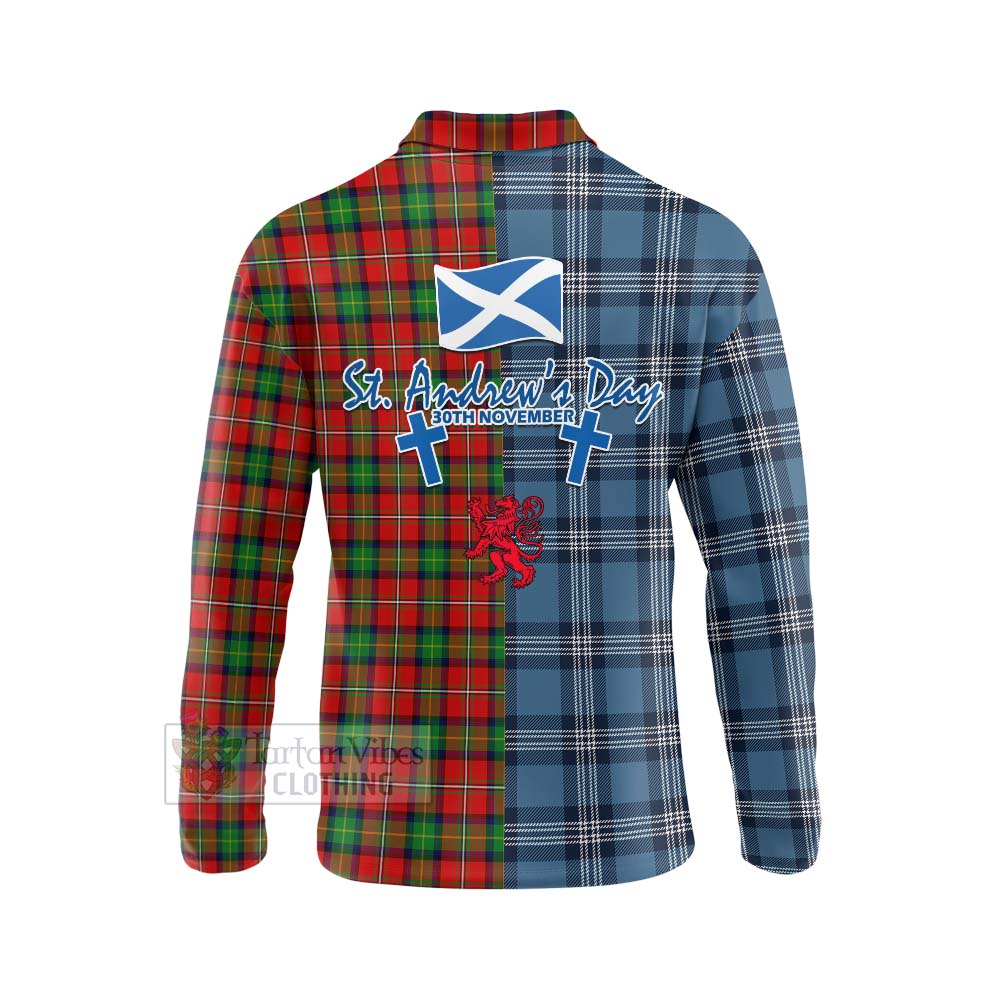 Tartan Vibes Clothing Fairlie Tartan Long Sleeve Polo Shirt Happy St. Andrew's Day Half Tartan Style