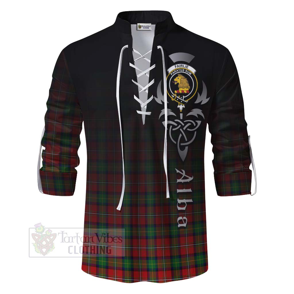 Tartan Vibes Clothing Fairlie Tartan Ghillie Kilt Shirt Featuring Alba Gu Brath Family Crest Celtic Inspired