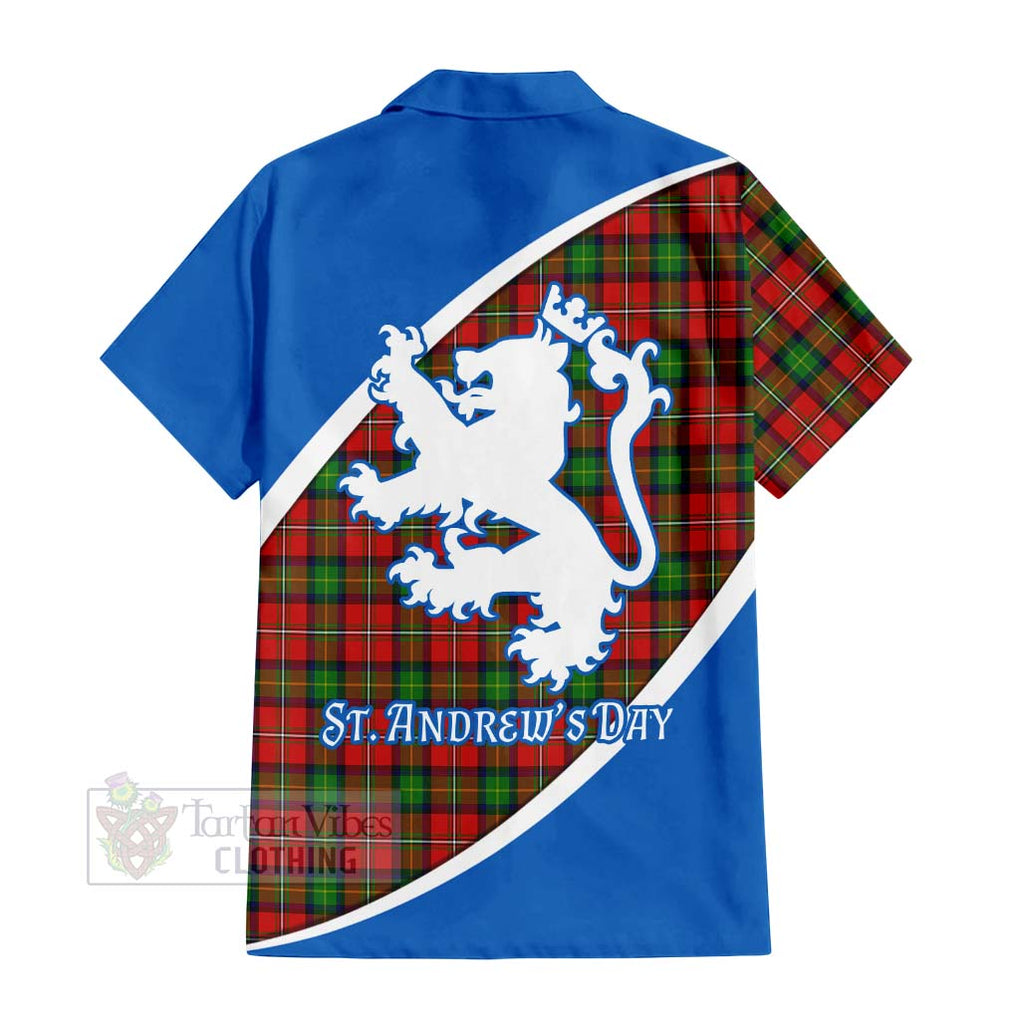 Tartan Vibes Clothing Fairlie Family Crest Tartan Short Sleeve Button Shirt Celebrate Saint Andrew's Day in Style