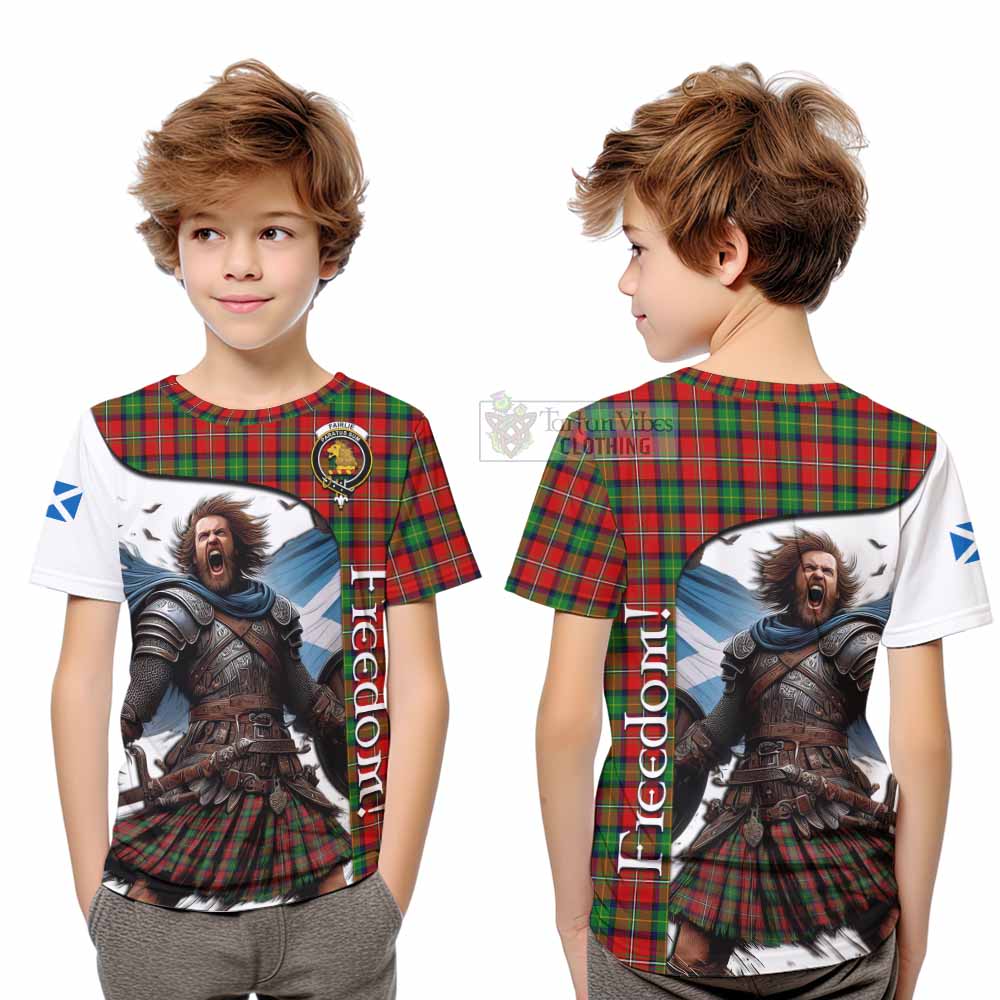 Tartan Vibes Clothing Fairlie Crest Tartan Kid T-Shirt Inspired by the Freedom of Scottish Warrior