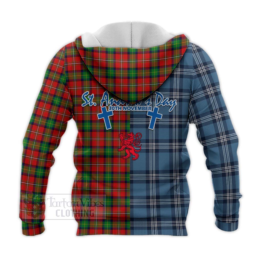 Tartan Vibes Clothing Fairlie Tartan Knitted Hoodie Happy St. Andrew's Day Half Tartan Style