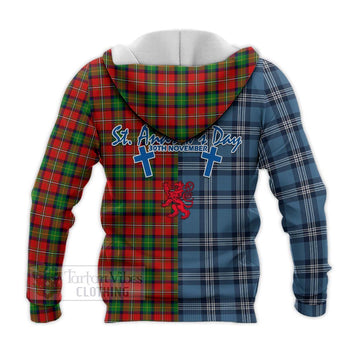 Fairlie Tartan Knitted Hoodie Happy St. Andrew's Day Half Tartan Style