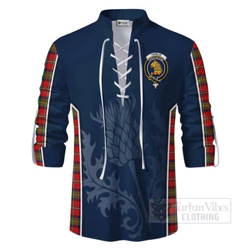 Fairlie Tartan Ghillie Kilt Shirt with Family Crest and Scottish Thistle Vibes Sport Style