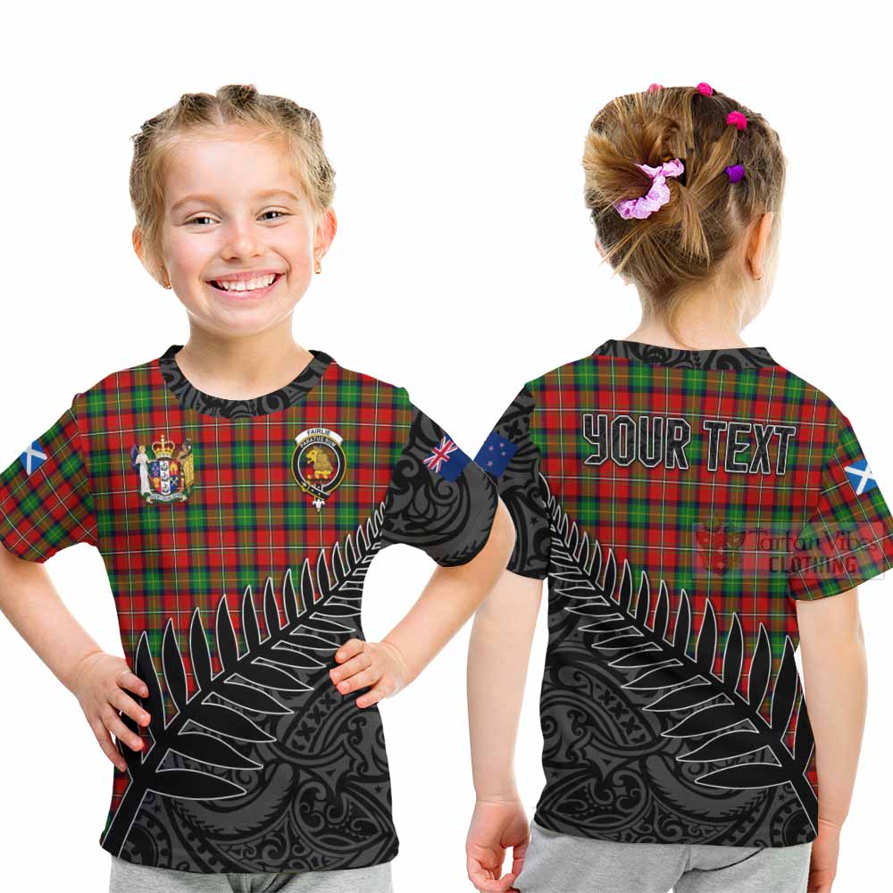 Tartan Vibes Clothing Fairlie Crest Tartan Kid T-Shirt with New Zealand Silver Fern Half Style