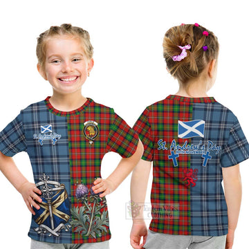 Fairlie Tartan Kid T-Shirt Happy St. Andrew's Day Half Tartan Style