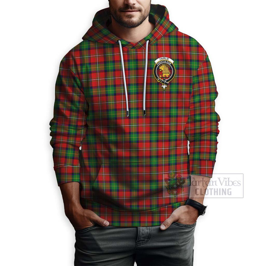 Tartan Vibes Clothing Fairlie Tartan Hoodie with Family Crest and Bearded Skull Holding Bottles of Whiskey