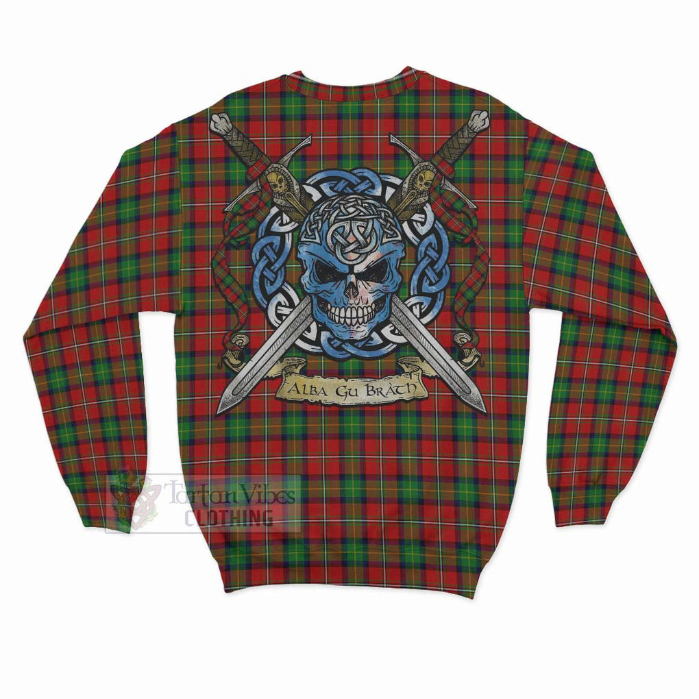 Tartan Vibes Clothing Fairlie Tartan Sweatshirt with Family Crest Celtic Skull Style