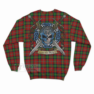 Fairlie Tartan Sweatshirt with Family Crest Celtic Skull Style