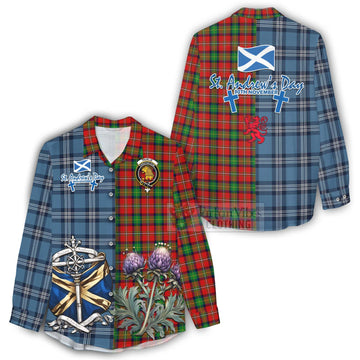 Fairlie Tartan Women's Casual Shirt Happy St. Andrew's Day Half Tartan Style