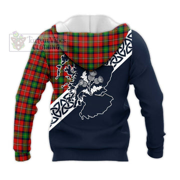 Fairlie Tartan Knitted Hoodie Featuring Thistle and Scotland Map