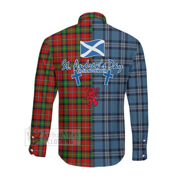 Fairlie Tartan Long Sleeve Button Shirt Happy St. Andrew's Day Half Tartan Style