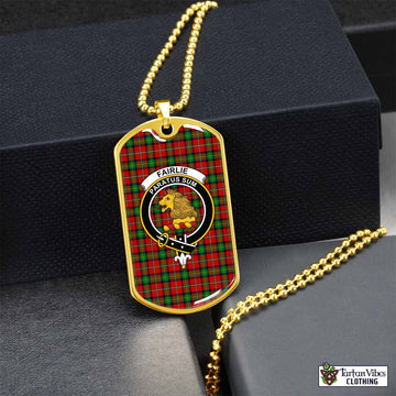 Fairlie Tartan Dog Tag Necklace with Family Crest