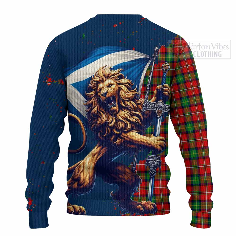 Tartan Vibes Clothing Fairlie Tartan Family Crest Knitted Sweater with Scottish Majestic Lion