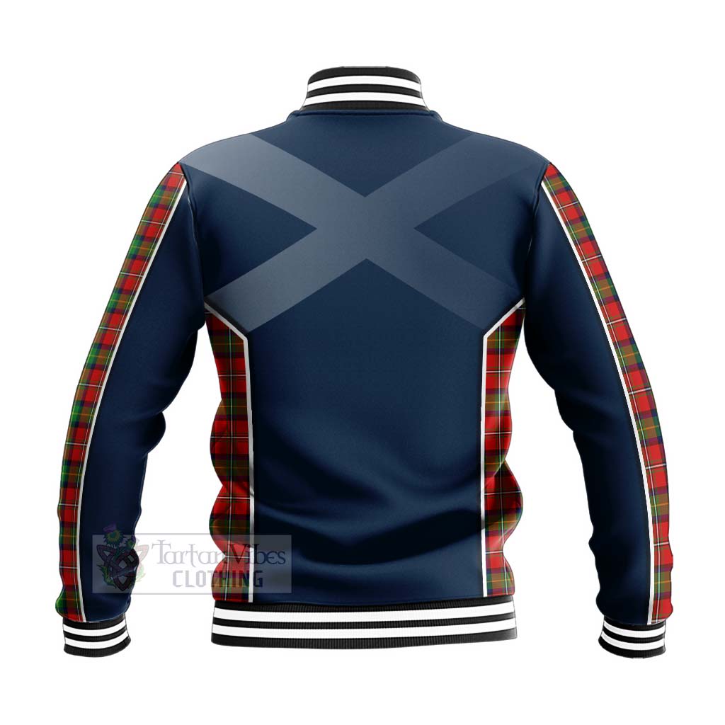 Tartan Vibes Clothing Fairlie Tartan Baseball Jacket with Family Crest and Scottish Thistle Vibes Sport Style