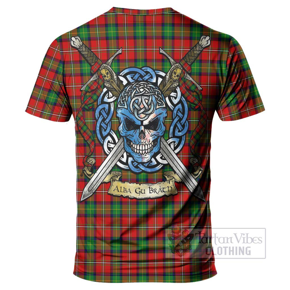 Tartan Vibes Clothing Fairlie Tartan T-Shirt with Family Crest Celtic Skull Style